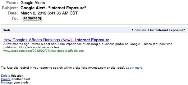 Google Alerts emails