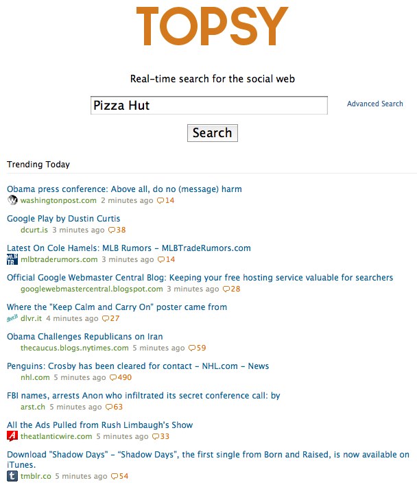 Topsy brand search